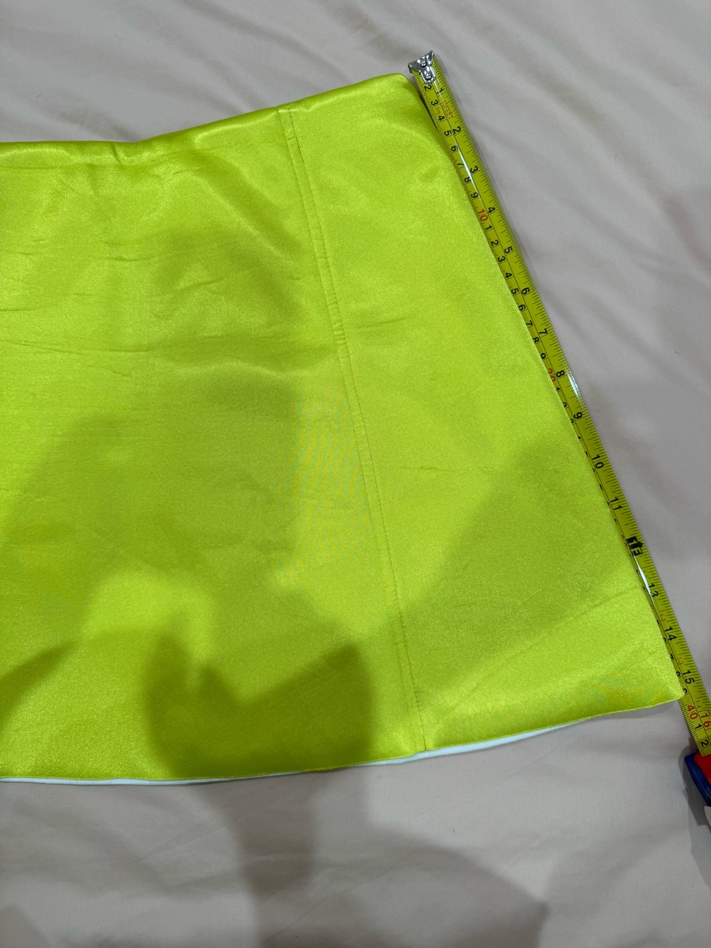 ASOS DESIGN Bonded Satin Mini Skirt Chartreuse Lime Neon Yellow Green Brat - Picture 12 of 14